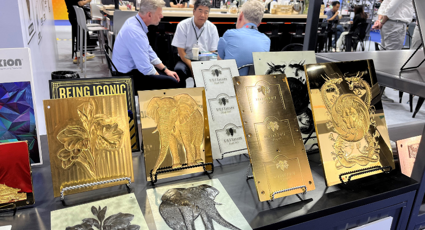 The Universal Engraving booth highlighted the latest in foils and embossing.
